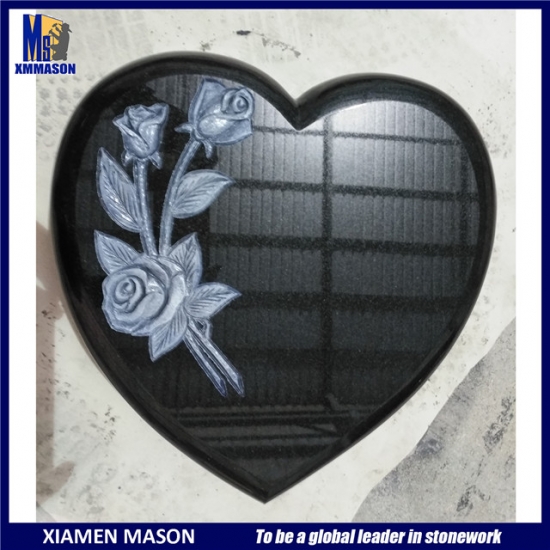 Granite Carving Heart with Carved Rose