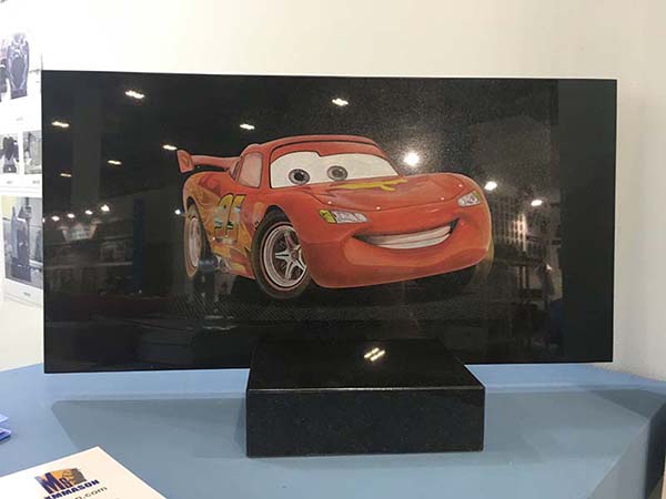 Colorized Memorial Plaque with Lightning McQueen Pattern