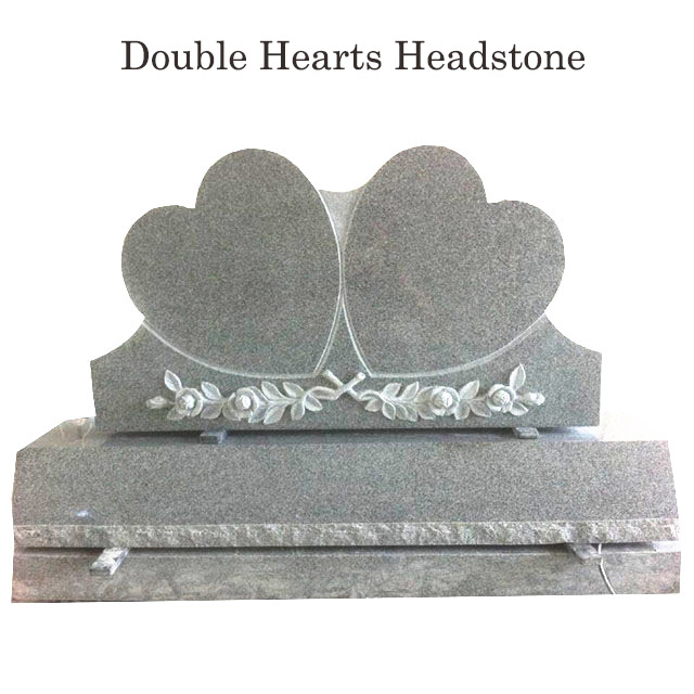double hearts headstones