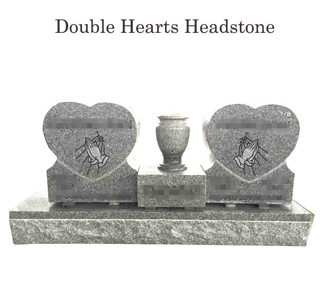 double hearts headstones