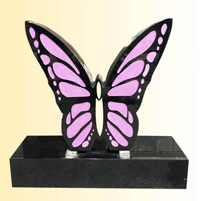 Pink Granite Butterfly Tombstone