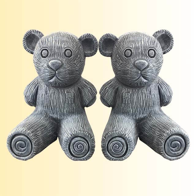 Gray Granite Teddy Bear Sculpture 