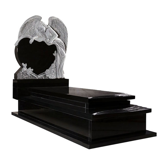 Angel Heart Gravestone with Double Bases