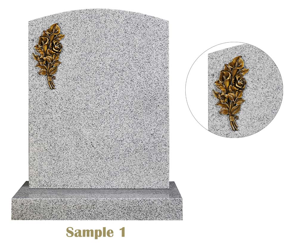 Bronze Flower Decorated Funeral Tombstone